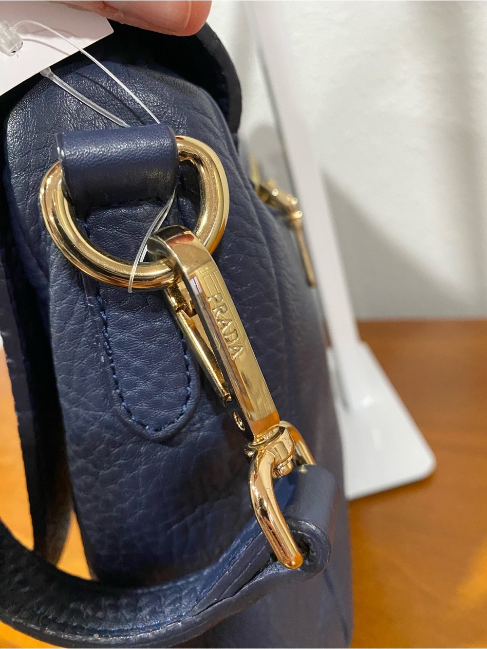 Navy Leather Shoulder Bag - Picture 4 of 13